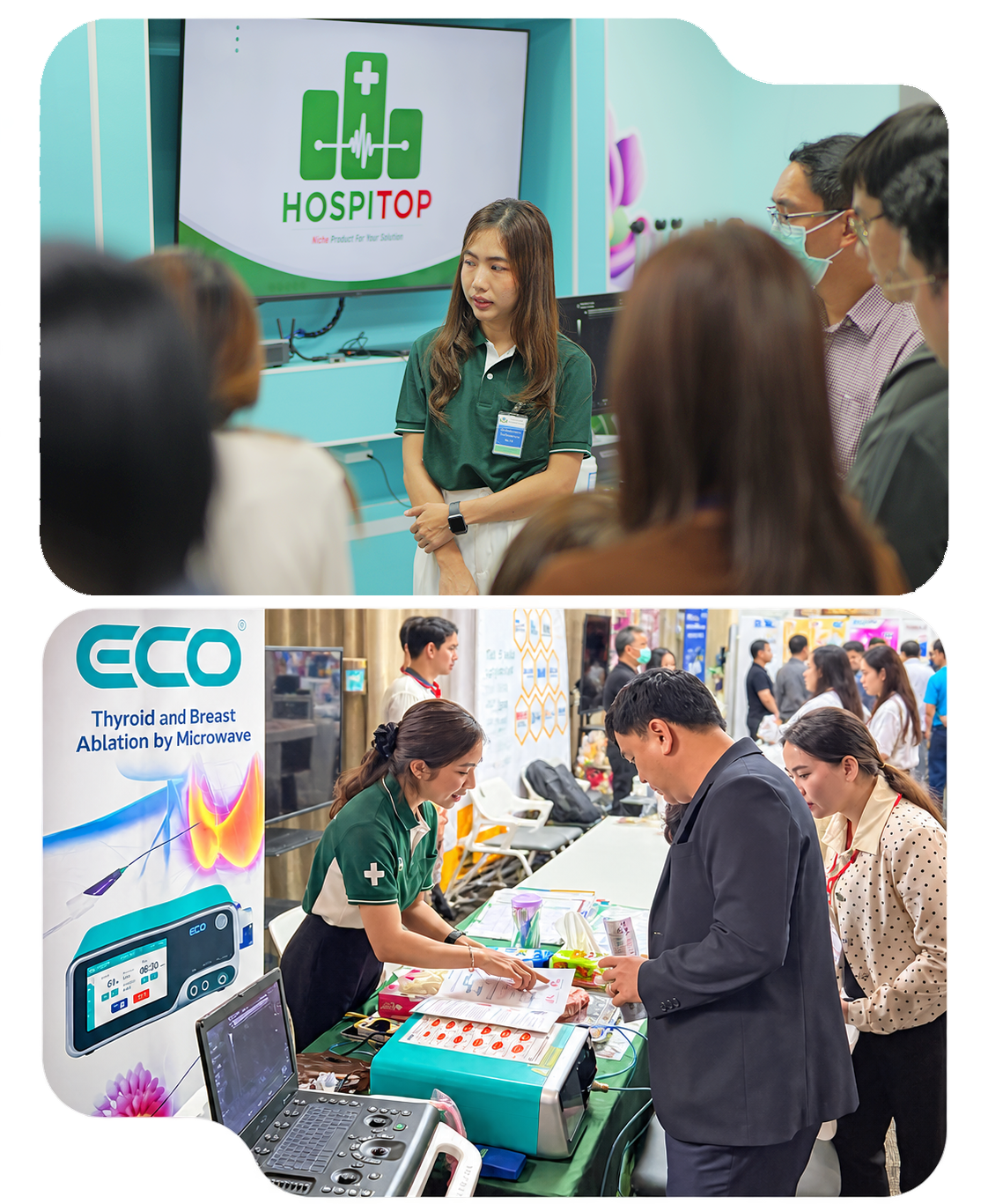 ทีมงาน Hospitop Equipment ให้ข้อมูลเทคโนโลยีทางการแพทย์ในกิจกรรมและงานแสดงสินค้า